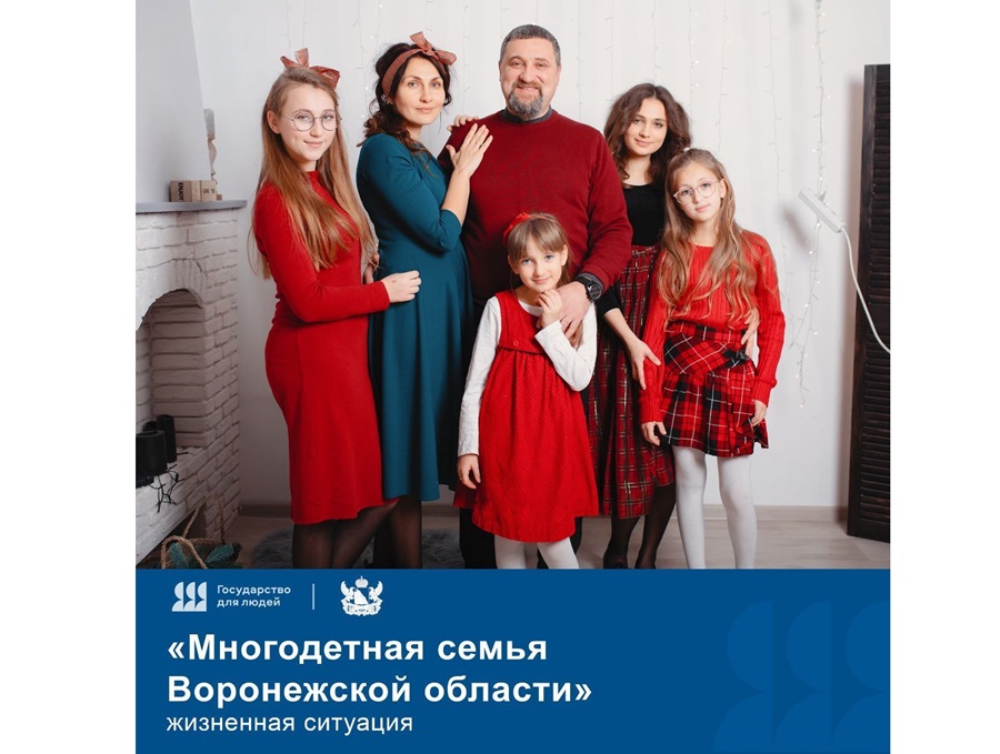 На региональном портале электронных услуг запущен сервис - жизненная ситуация «Многодетная семья Воронежской области».